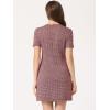 imageAllegra K Work Dresses for Womens Short Sleeve Vintage Houndstooth Plaid 2024 Formal Sheath DressRed