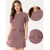 imageAllegra K Work Dresses for Womens Short Sleeve Vintage Houndstooth Plaid 2024 Formal Sheath DressRed