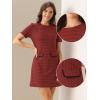 imageAllegra K Work Dresses for Womens Short Sleeve Vintage Houndstooth Plaid 2024 Formal Sheath DressRed Houndstooth