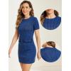 imageAllegra K Work Dresses for Womens Short Sleeve Vintage Houndstooth Plaid 2024 Formal Sheath DressRoyal Blue