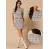 imageAllegra K Work Dresses for Womens Short Sleeve Vintage Houndstooth Plaid 2024 Formal Sheath DressTan