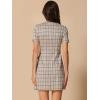 imageAllegra K Work Dresses for Womens Short Sleeve Vintage Houndstooth Plaid 2024 Formal Sheath DressTan