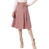 imageAllegra K Vintage Plaid Skirts for Womens High Waist Pleated ALine Midi SkirtRed