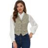 imageAllegra K Womens Plaid Waistcoat Notched Lapel Collar Single Breasted Vintage VestBrown