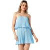 imageAllegra K Womens Romper Dress Spaghetti Strap Ruffled Pleated Sleeveless Shorts JumpsuitsBlue