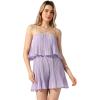 imageAllegra K Womens Romper Dress Spaghetti Strap Ruffled Pleated Sleeveless Shorts JumpsuitsPurple