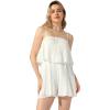 imageAllegra K Womens Romper Dress Spaghetti Strap Ruffled Pleated Sleeveless Shorts JumpsuitsWhite