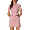 imageAllegra K Work Dresses for Womens Short Sleeve Vintage Houndstooth Plaid 2024 Formal Sheath DressPink
