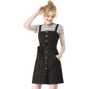 imageAllegra K Womens Classic Overall Dresses Adjustable Strap Pinafore Denim Jean DressBlack