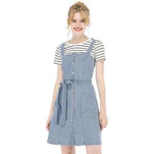 imageAllegra K Womens Classic Overall Dresses Adjustable Strap Pinafore Denim Jean DressLight Blue