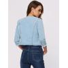 imageAllegra K Denim Jacket for Womens Collarless 2024 Cardigan Distresse 34 Sleeve Crop Jean JacketsLight Blue