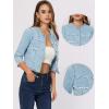 imageAllegra K Denim Jacket for Womens Collarless 2024 Cardigan Distresse 34 Sleeve Crop Jean JacketsLight Blue