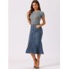 imageAllegra K Fishtail Denim Skirt for Womens Casual High Waisted Bodycon Midi Jean SkirtsGrey Blue