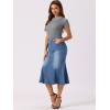 imageAllegra K Fishtail Denim Skirt for Womens Casual High Waisted Bodycon Midi Jean SkirtsSky Blue