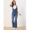 imageAllegra K Overalls Jeans for Womens Casual Adjustable Bib Bell Bottom Denim Pants JumpsuitsBlue