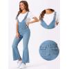 imageAllegra K Overalls Jeans for Womens Casual Adjustable Bib Bell Bottom Denim Pants JumpsuitsLight Blue