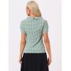 imageAllegra K Womens 1950s Round Collar Short Sleeve Gingham TopsDusty Green