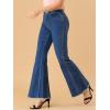 imageAllegra K Womens 70s Vintage Flare Jeans High Waist Stretch Christmas Denim Bell Bottoms JeansMblue