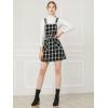 imageAllegra K Womens Adjustable Strap Above Knee Plaid Printed Overall Dress Suspender SkirtBlackwhite