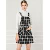 imageAllegra K Womens Adjustable Strap Above Knee Plaid Printed Overall Dress Suspender SkirtBlackwhite