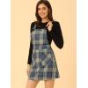 imageAllegra K Womens Adjustable Strap Above Knee Plaid Printed Overall Dress Suspender SkirtBlue