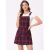 imageAllegra K Womens Adjustable Strap Above Knee Plaid Printed Overall Dress Suspender SkirtBluered