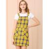 imageAllegra K Womens Adjustable Strap Above Knee Plaid Printed Overall Dress Suspender SkirtYellow