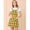 imageAllegra K Womens Adjustable Strap Above Knee Plaid Printed Overall Dress Suspender SkirtYellow