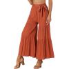 imageAllegra K Womens Boho Elastic High Waisted Ruffles Flare Palazzo Wide Leg PantsCaramel