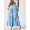 imageAllegra K Womens Boho Elastic High Waisted Ruffles Flare Palazzo Wide Leg PantsLight Blue