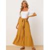 imageAllegra K Womens Boho Elastic High Waisted Ruffles Flare Palazzo Wide Leg PantsYellow