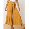 imageAllegra K Womens Boho Elastic High Waisted Ruffles Flare Palazzo Wide Leg PantsYellow