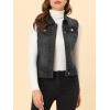 imageAllegra K Womens Buttoned Washed Denim Vest Jacket W Chest Flap PocketsBlack