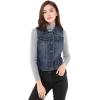 imageAllegra K Womens Buttoned Washed Denim Vest Jacket W Chest Flap PocketsBlue