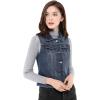 imageAllegra K Womens Buttoned Washed Denim Vest Jacket W Chest Flap PocketsBlue