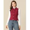 imageAllegra K Womens Buttoned Washed Denim Vest Jacket W Chest Flap PocketsBurgundy