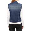 imageAllegra K Womens Buttoned Washed Denim Vest Jacket W Chest Flap PocketsDark Blue