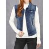 imageAllegra K Womens Buttoned Washed Denim Vest Jacket W Chest Flap PocketsDark Blue