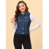 imageAllegra K Womens Buttoned Washed Denim Vest Jacket W Chest Flap PocketsDark Blue1