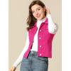 imageAllegra K Womens Buttoned Washed Denim Vest Jacket W Chest Flap PocketsFuchsia