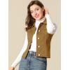 imageAllegra K Womens Buttoned Washed Denim Vest Jacket W Chest Flap PocketsKhaki