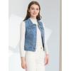 imageAllegra K Womens Buttoned Washed Denim Vest Jacket W Chest Flap PocketsLight Blueb