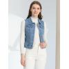 imageAllegra K Womens Buttoned Washed Denim Vest Jacket W Chest Flap PocketsLight Blueb