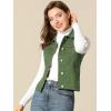 imageAllegra K Womens Buttoned Washed Denim Vest Jacket W Chest Flap PocketsOlive Green