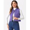 imageAllegra K Womens Buttoned Washed Denim Vest Jacket W Chest Flap PocketsPurple