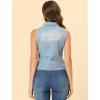 imageAllegra K Womens Buttoned Washed Denim Vest Jacket W Chest Flap PocketsSky Blue