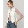 imageAllegra K Womens Buttoned Washed Denim Vest Jacket W Chest Flap PocketsWhite