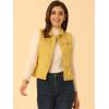 imageAllegra K Womens Buttoned Washed Denim Vest Jacket W Chest Flap PocketsYellow