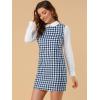 imageAllegra K Womens Long Sleeve 60s Dresses Clock Block Mini Peter Pan Christmas DressBlue White