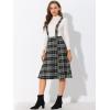 imageAllegra K Womens Tartan Plaid Suspender Skirt Vintage High Waist ALine Midi Overall DressBlack